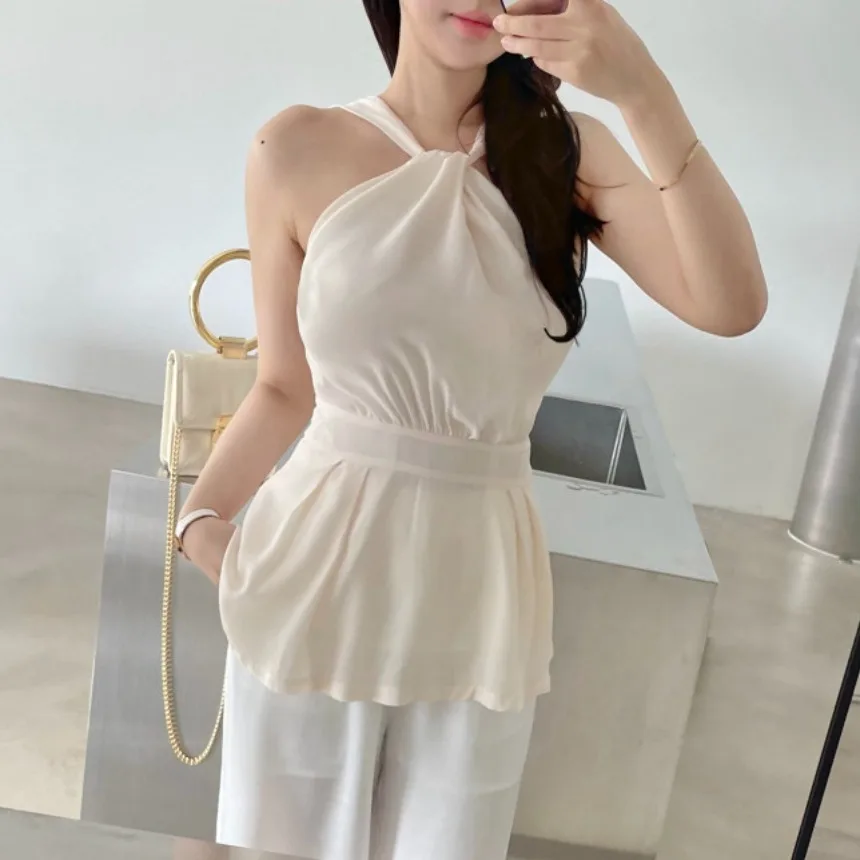 Sweet Cross Strap Backless Waist Tie Top Women's Korean Style Chic Summer New Arrival Lace Shirt/Chiffon Blouse Female
Sweet Cross Strap Backless Waist Tie Top Women's Korean Style Chic Summer New Arrival Lace Shirt/Chiffon Blouse Female