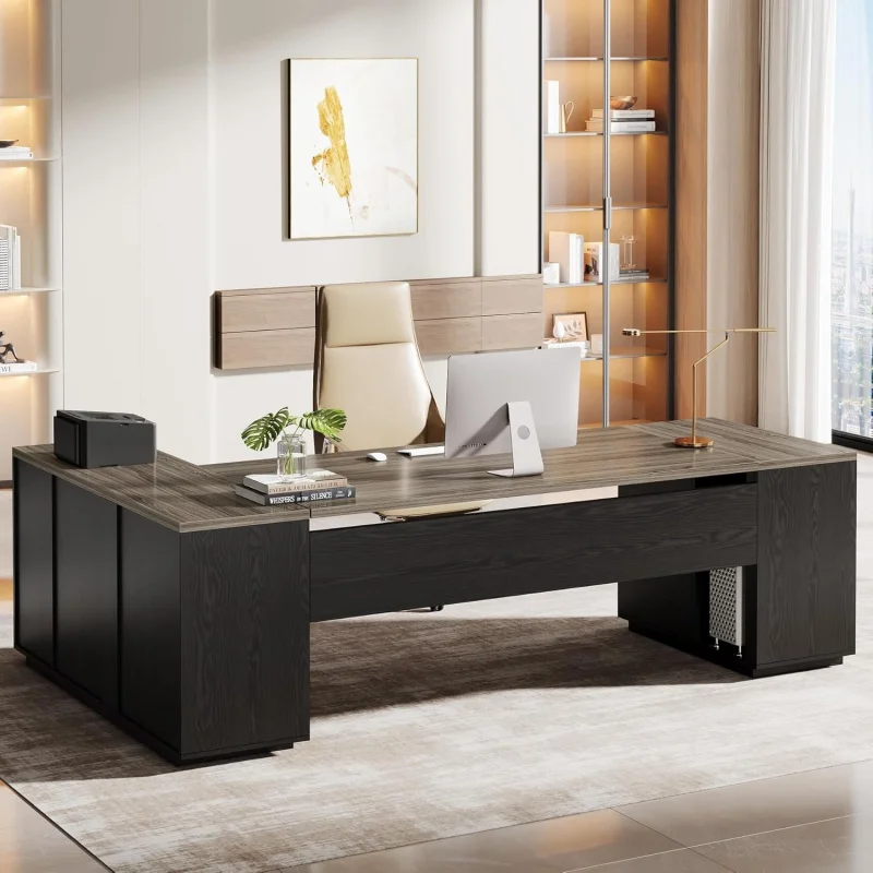 2026 New:85.8-Inch L-Shaped Executive Desk, Large Modern Office Desk with File Drawers, Door Cabinet & Shelves,
2026 New:85.8-Inch L-Shaped Executive Desk, Large Modern Office Desk with File Drawers, Door Cabinet & Shelves,