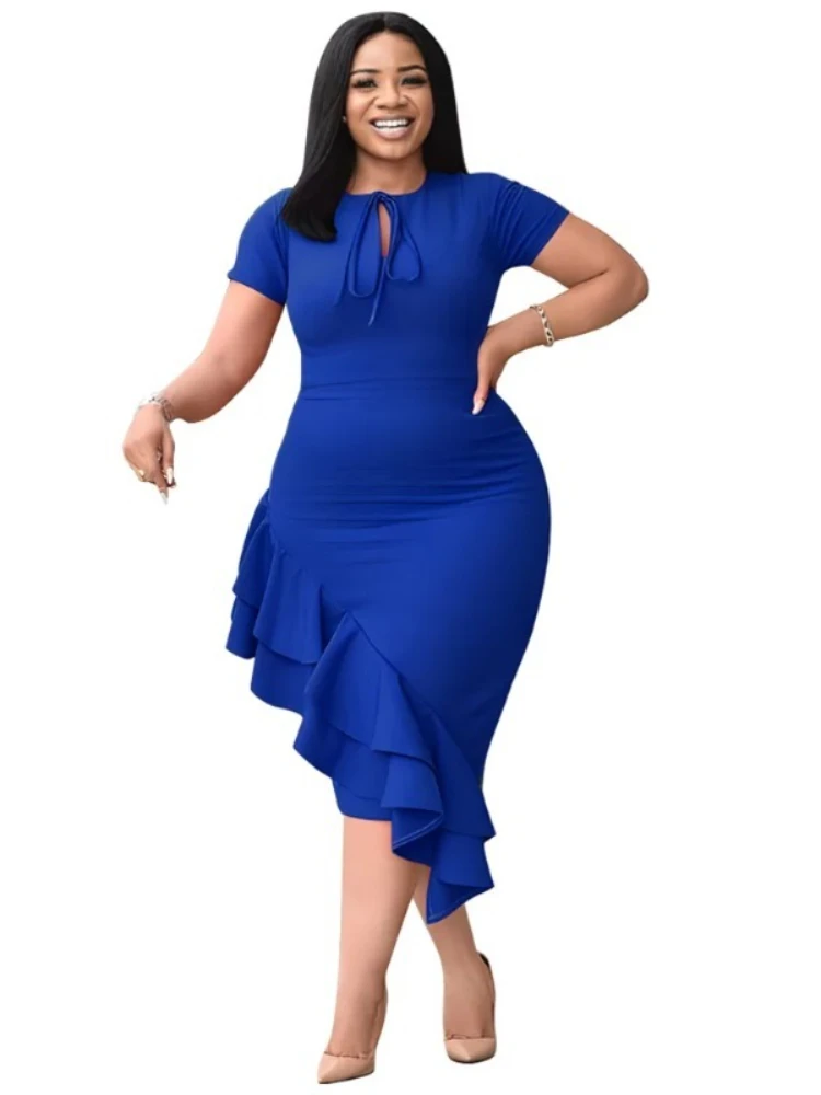 Women O-Neck Short Sleeve Ruffles Midi Dress Africa 2025 INS Irregular Street Beach Holiday Night Club Party Dresses
Women O-Neck Short Sleeve Ruffles Midi Dress Africa 2025 INS Irregular Street Beach Holiday Night Club Party Dresses