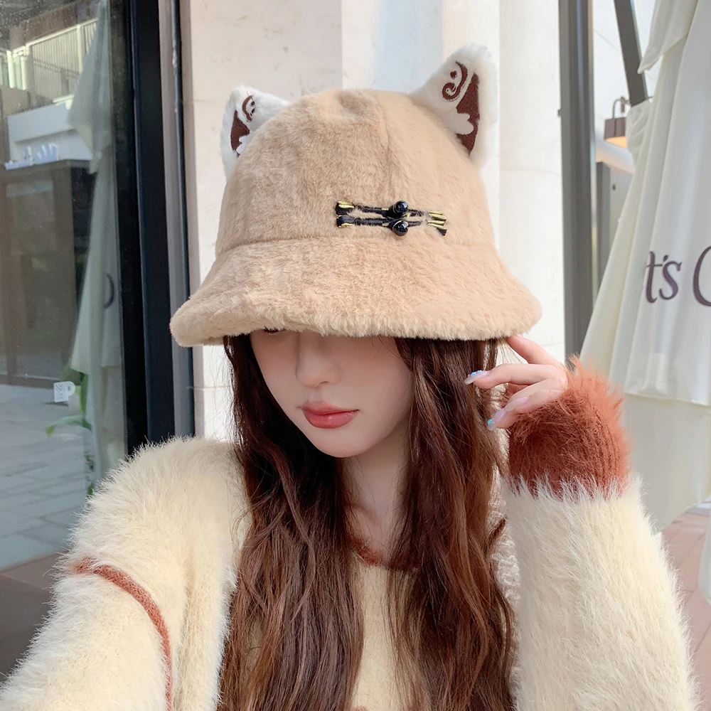 Fashion Plush Bucket Hats For Women Autumn And Winter Cute Ears Warm Fisherman Hat Outdoor Casual Wool Caps
Fashion Plush Bucket Hats For Women Autumn And Winter Cute Ears Warm Fisherman Hat Outdoor Casual Wool Caps