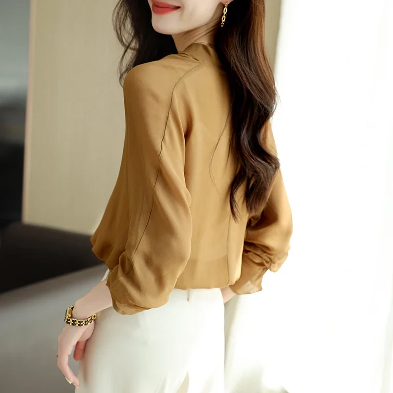 Women's Long Sleeve Tops Casual Loose Real Mulberry Silk Shirts For Women Clothing Korean Style Clothes V-neck Vintage Shirt Zm
Women's Long Sleeve Tops Casual Loose Real Mulberry Silk Shirts For Women Clothing Korean Style Clothes V-neck Vintage Shirt Zm