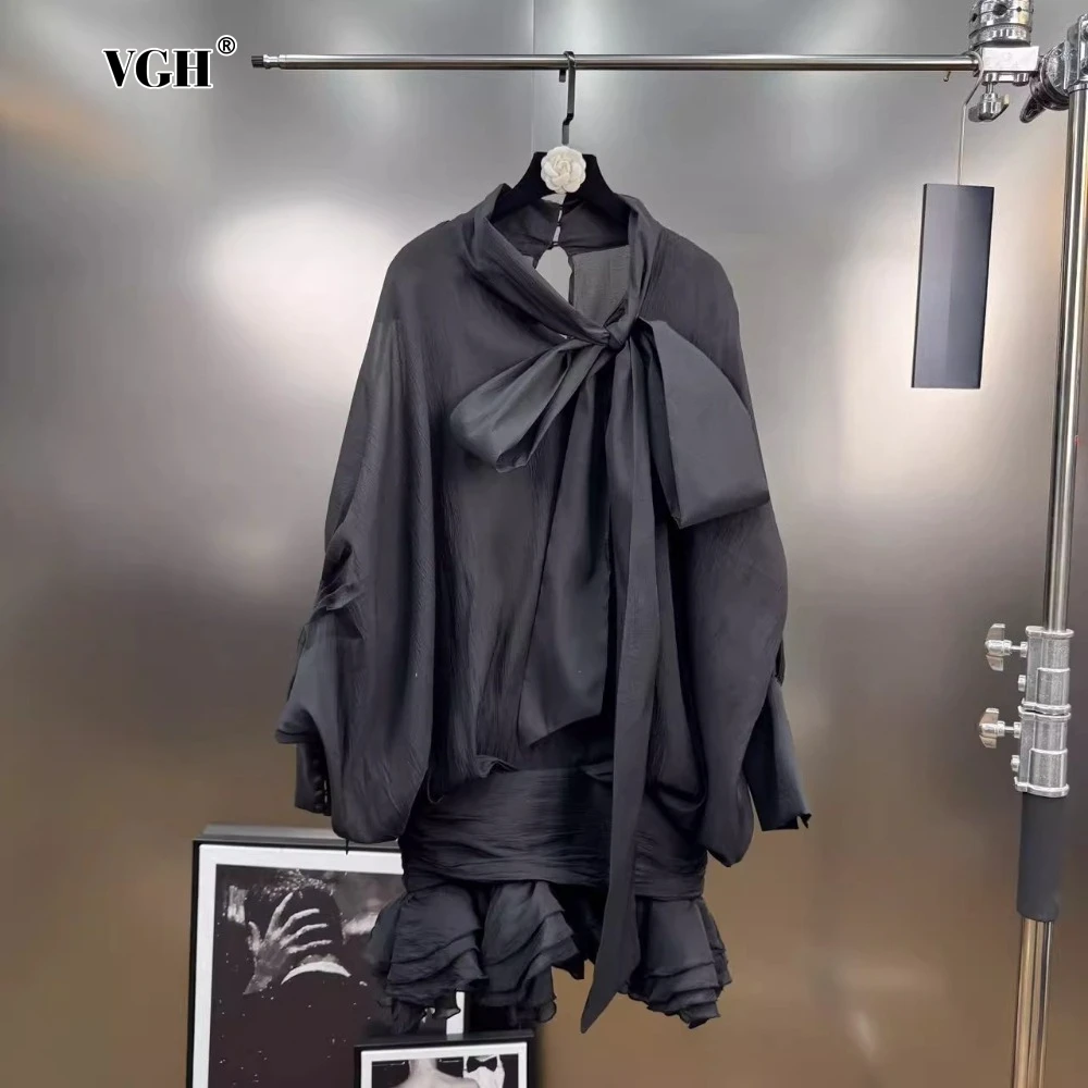 VGH French Retro Bodycon Spliced Hollow Out Dress for Women Scarf Collar Long Sleeve Patchwork Ruffles Hem Mini Dresses Female
VGH French Retro Bodycon Spliced Hollow Out Dress for Women Scarf Collar Long Sleeve Patchwork Ruffles Hem Mini Dresses Female