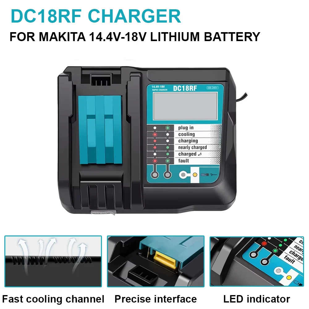 DC18RF Li-ion Battery Charger 3.5A Charging Current for Makita 14.4V 18V BL1830 Bl1430 DC18RC DC18RA Power tool with USB
DC18RF Li-ion Battery Charger 3.5A Charging Current for Makita 14.4V 18V BL1830 Bl1430 DC18RC DC18RA Power tool with USB