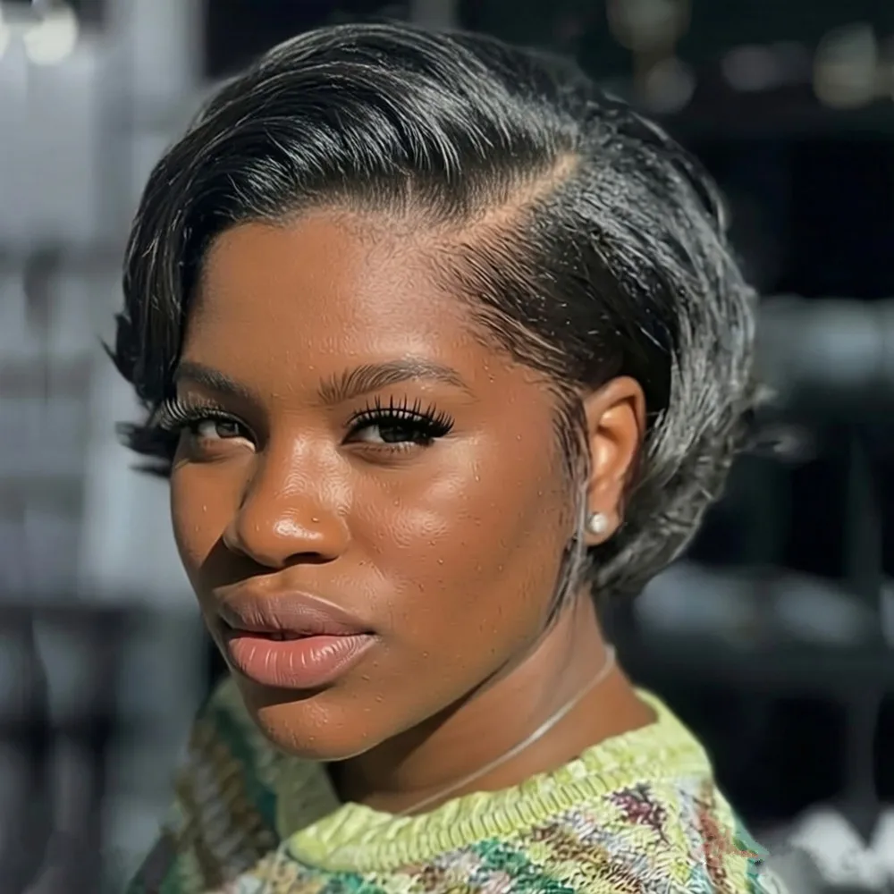 pixie cut Women'S Chic Retro short straight Pixie Cut human hair Wig13x4 frontal lace 6Inch 150% Density Basic Style for Daily
pixie cut Women'S Chic Retro short straight Pixie Cut human hair Wig13x4 frontal lace 6Inch 150% Density Basic Style for Daily