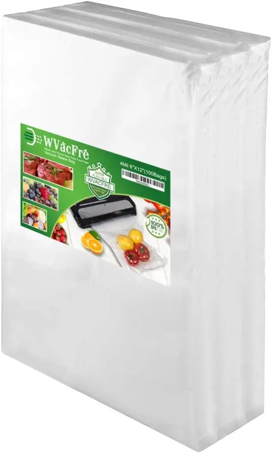 100 Quart Size 8x12Inch 4mil Food Vacuum Sealer Bags, BPA Free Heavy Duty for Storage or Sous Vide Cooking
100 Quart Size 8x12Inch 4mil Food Vacuum Sealer Bags, BPA Free Heavy Duty for Storage or Sous Vide Cooking