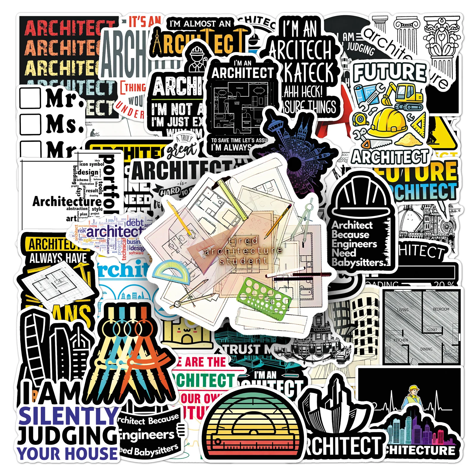 50PCS Funny Architect Stickers Waterproof Engineer Decals Waterproof for Laptop Water Bottle Scrapbook DIY
50PCS Funny Architect Stickers Waterproof Engineer Decals Waterproof for Laptop Water Bottle Scrapbook DIY