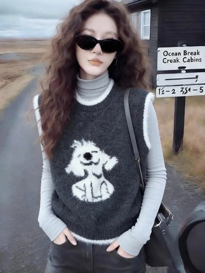 Cute Little Dog Knitted Vest Women's ey Svel round Ne Layering Top Spring Autumn Soft Coarse Yarn Regular Fit Casua...
Cute Little Dog Knitted Vest Women's ey Svel round Ne Layering Top Spring Autumn Soft Coarse Yarn Regular Fit Casua...