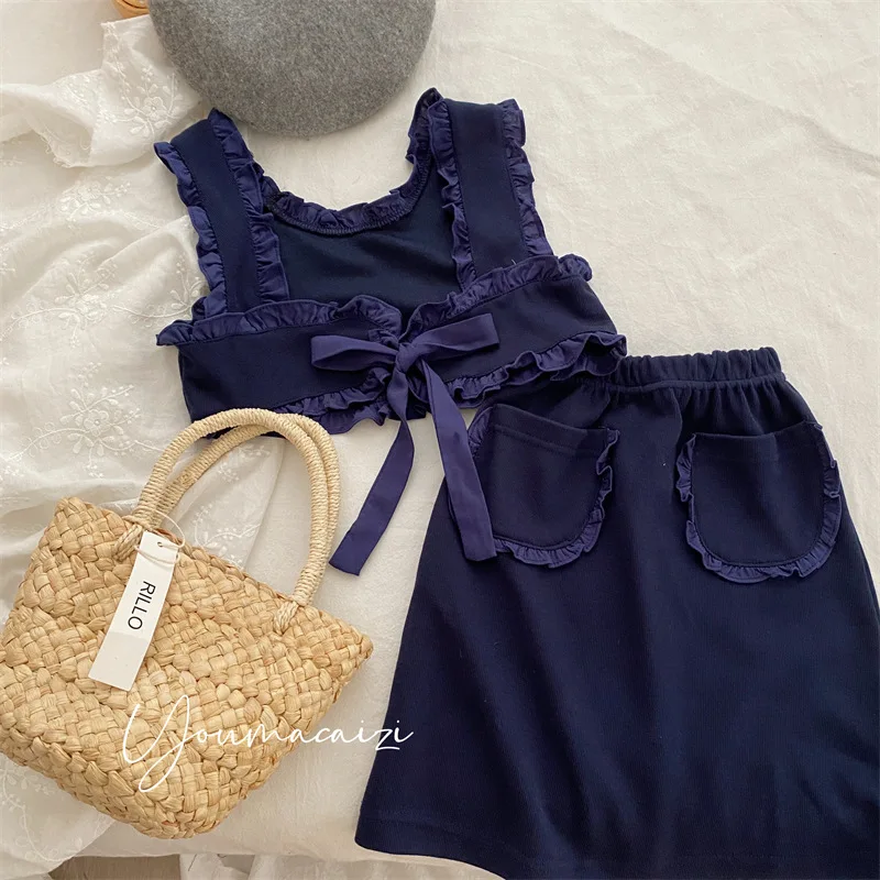 2023 Korean Summer Children Korean Ruffles Sleeveless Girls Cotton Vest + Skirt with Pocket Set Girl Toddler Clothing Outfits
2023 Korean Summer Children Korean Ruffles Sleeveless Girls Cotton Vest + Skirt with Pocket Set Girl Toddler Clothing Outfits