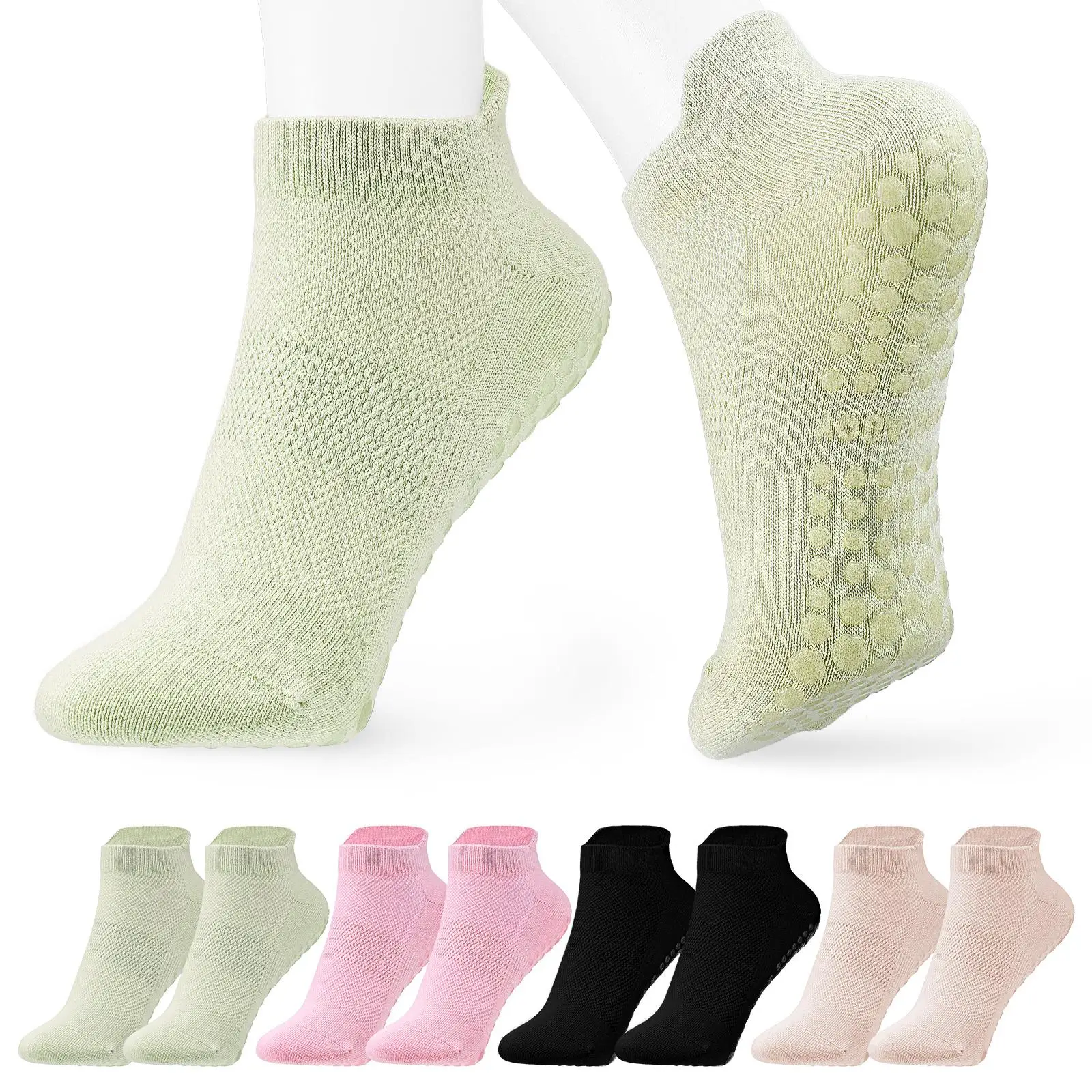 4 Pairs Non-slip Yoga Socks Grip Breathable Cotton Women Ankle Green Beige Silicone Bottom Socks Workout
4 Pairs Non-slip Yoga Socks Grip Breathable Cotton Women Ankle Green Beige Silicone Bottom Socks Workout