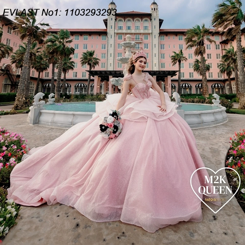 EVLAST Customized Shiny Pink Quinceanera Dress Ball Gown Lace Applique Crystal Beaded Tiered Sweet 16 Vestido De 15 Anos E1Q535
EVLAST Customized Shiny Pink Quinceanera Dress Ball Gown Lace Applique Crystal Beaded Tiered Sweet 16 Vestido De 15 Anos E1Q535