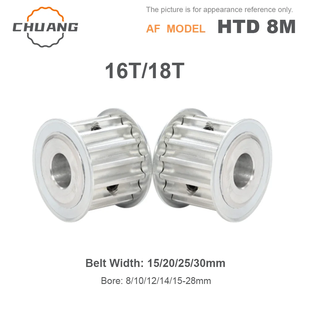 HTD 8M Timing Belt Pulley AF-Type 16T 18Teeth Inner Hole 8/10/12/14/15-28mm For 15/20/25/30mm Wide Belt HTD 8M Pulley
HTD 8M Timing Belt Pulley AF-Type 16T 18Teeth Inner Hole 8/10/12/14/15-28mm For 15/20/25/30mm Wide Belt HTD 8M Pulley