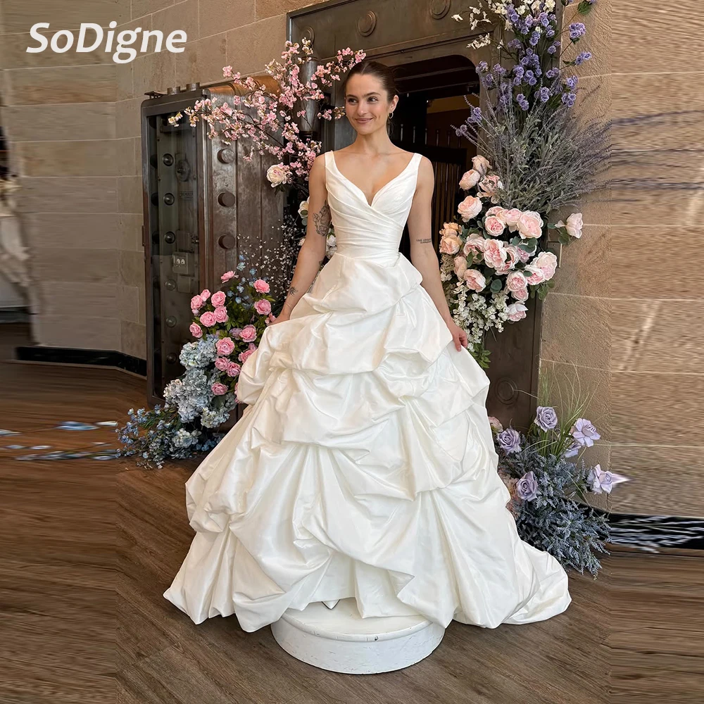 SoDigne Simple Satin A-Line Wedding Dresses Elegant Sleeveless Pleats Bridal Gowns Women Birde Dress Robe De Mariée Customized
SoDigne Simple Satin A-Line Wedding Dresses Elegant Sleeveless Pleats Bridal Gowns Women Birde Dress Robe De Mariée Customized