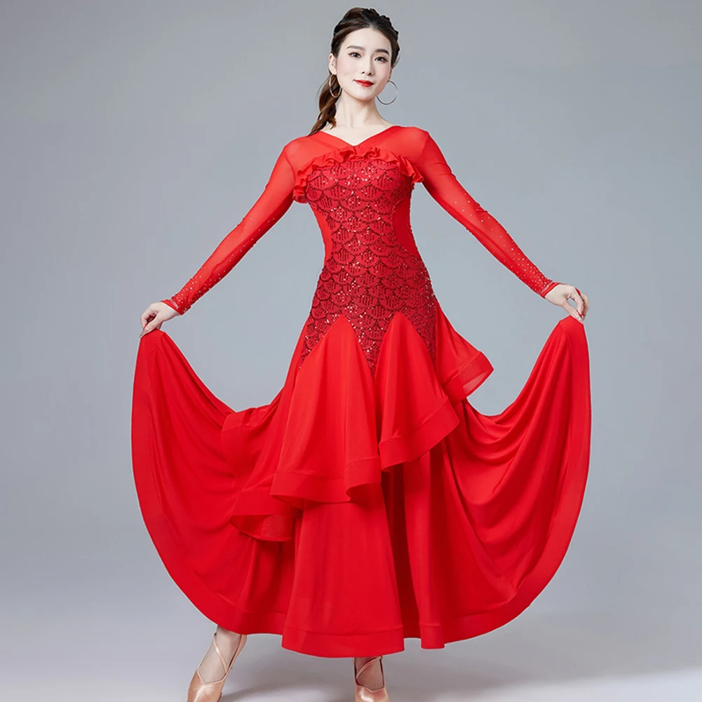 Beautiful Adult Women's Clothing Modern Dance Dress Women's New Ballroom Dance Fish Scale Sequin Large Swing Dress
Beautiful Adult Women's Clothing Modern Dance Dress Women's New Ballroom Dance Fish Scale Sequin Large Swing Dress