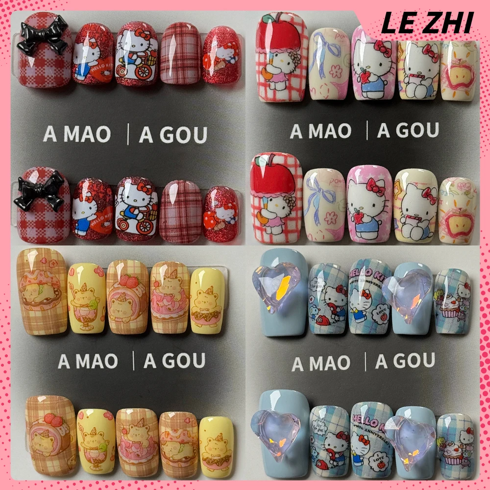 10Pcs Cute Cartoon Sanrio Hello Kitty Handmade Press On Nails Kawaii Hand-Drawn Patterns Diamond Cat Eyes Detachable False Nails
10Pcs Cute Cartoon Sanrio Hello Kitty Handmade Press On Nails Kawaii Hand-Drawn Patterns Diamond Cat Eyes Detachable False Nails