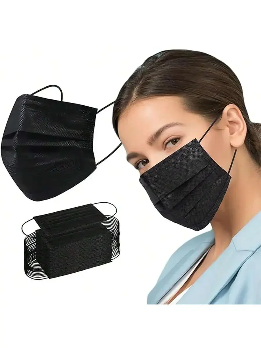 Black 3-Ply Face Masks With Nose Clip For Adults - 100 Pcs, Lightweight Breathable Protection
Black 3-Ply Face Masks With Nose Clip For Adults - 100 Pcs, Lightweight Breathable Protection