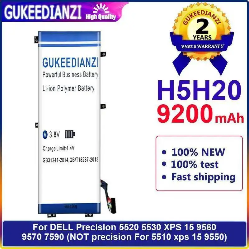 Безопасный аккумулятор для ноутбука, долговечный, 9200 мАч для Dell Precision 5520 5530 Xps 15 9560 9570 7590, не подходит для 5510 9550 H5H20
Безопасный аккумулятор для ноутбука, долговечный, 9200 мАч для Dell Precision 5520 5530 Xps 15 9560 9570 7590, не подходит для 5510 9550 H5H20