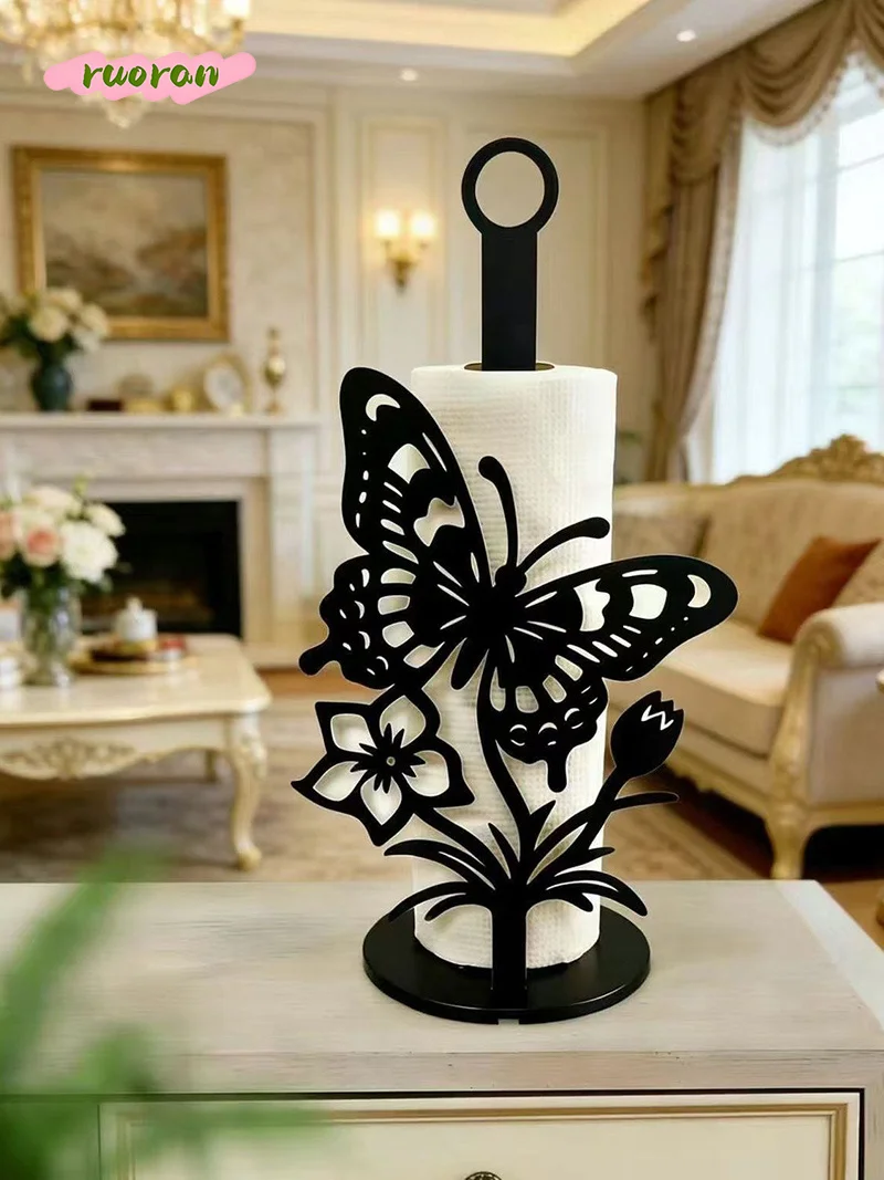 Butterfly Shape Tissue Holder Stand Desktop Vertical Paper Towel Rack for Kitchen Bathroom