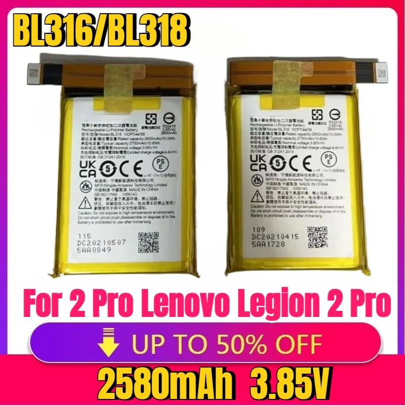 2580mAh 10.6Wh BL316 BL318 Battery For 2 Pro Lenovo Legion 2 Pro L70081 L78001L71011Savior Electronic Sports Games Phone Battery
2580mAh 10.6Wh BL316 BL318 Battery For 2 Pro Lenovo Legion 2 Pro L70081 L78001L71011Savior Electronic Sports Games Phone Battery