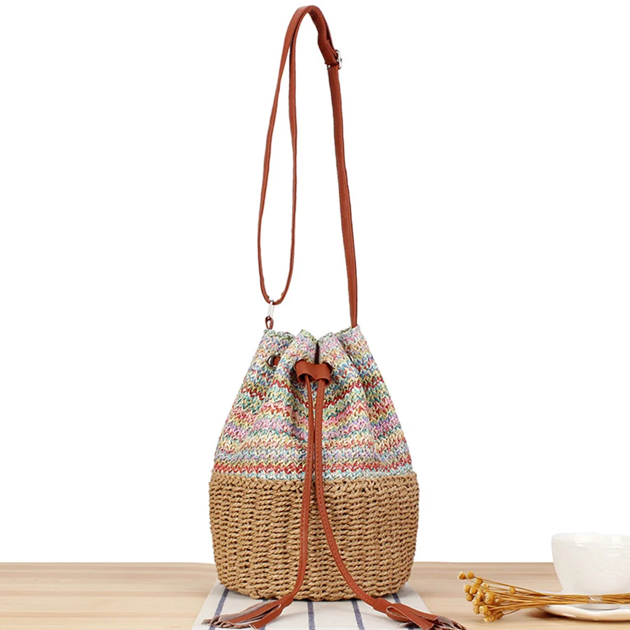 Fashion Straw Bucket Bag Weave Women Handbags Drawstring Design Panelled Shoulder Crossbody Bags Casual Summer Beach Tote Purses
Fashion Straw Bucket Bag Weave Women Handbags Drawstring Design Panelled Shoulder Crossbody Bags Casual Summer Beach Tote Purses