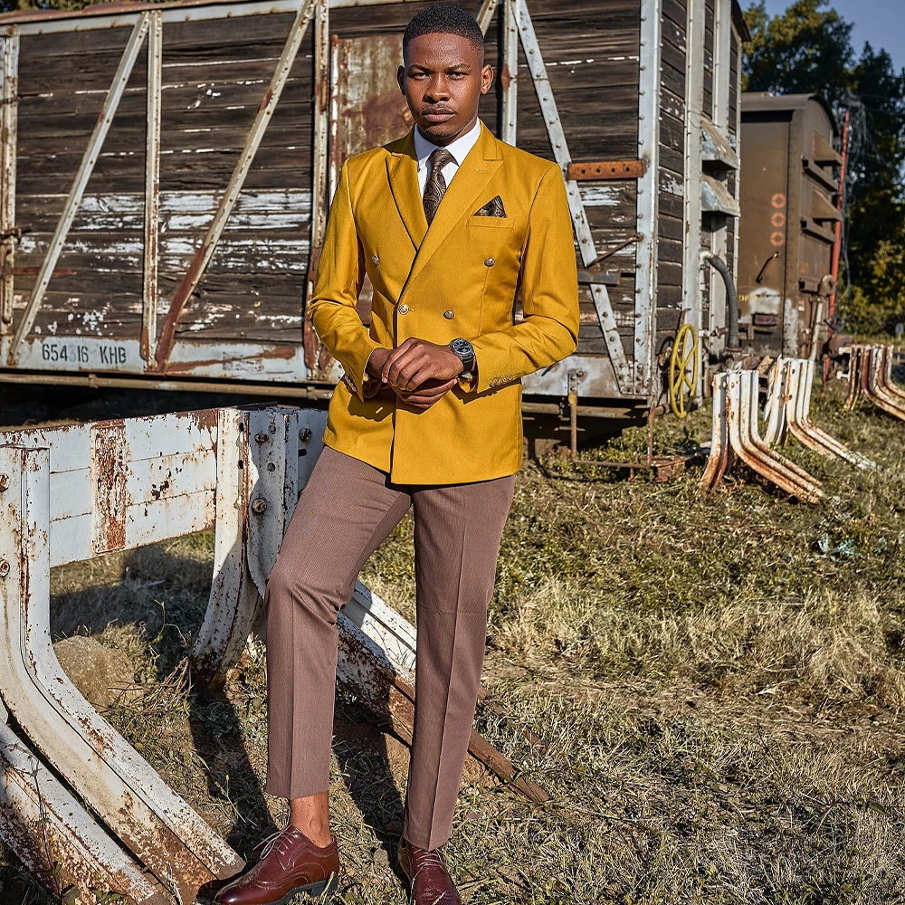 Yimi 2 Pieces Men's Suits Peaked Lapel Double Breasted Jacket for Men Evening Prom Dress Suit Graduation Blazer Set Customized
Yimi 2 Pieces Men's Suits Peaked Lapel Double Breasted Jacket for Men Evening Prom Dress Suit Graduation Blazer Set Customized