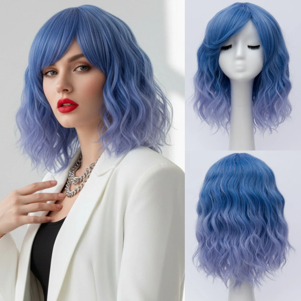 Женский термостойкий короткий волнистый синий синтетический парик Боб с боковой челкой для косплея на Хэллоуин
Женский термостойкий короткий волнистый синий синтетический парик Боб с боковой челкой для косплея на Хэллоуин