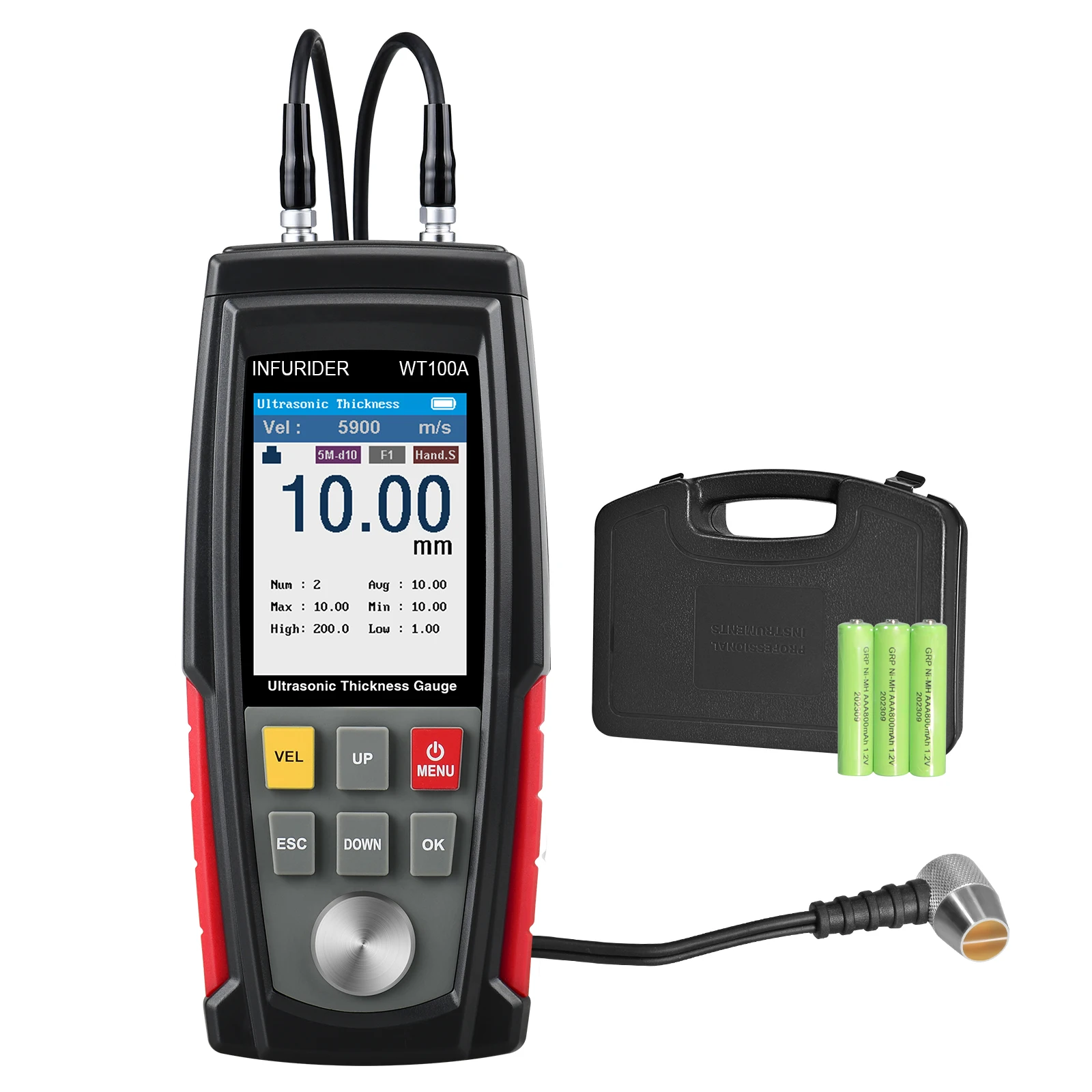 Ultrasonic Thickness Gauge 1-300mm Metal Tester ±0.5% Accuracy 1500 Data Storage for Steel Pipe Wall Measure for Tech
Ultrasonic Thickness Gauge 1-300mm Metal Tester ±0.5% Accuracy 1500 Data Storage for Steel Pipe Wall Measure for Tech