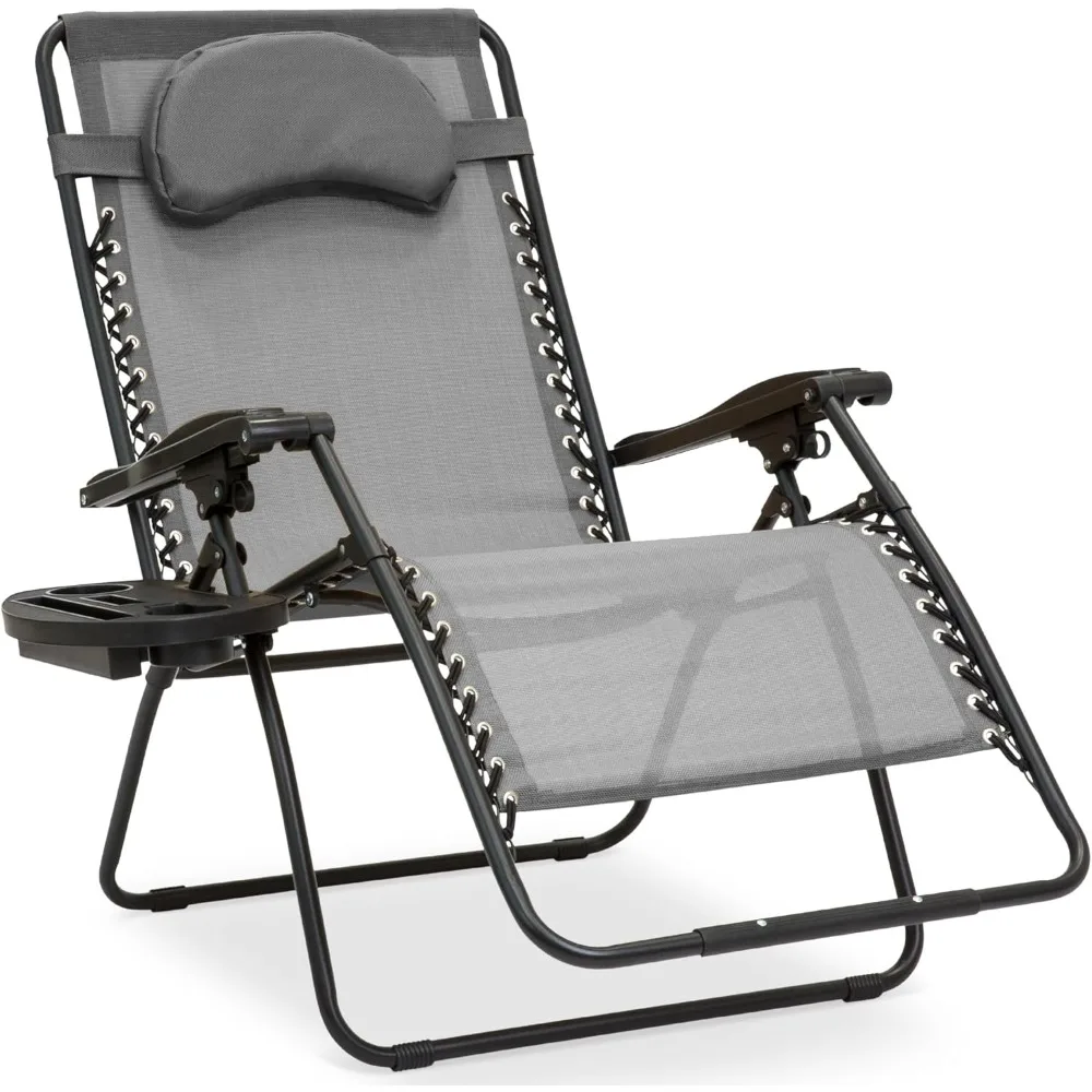 Oversized Zero Gravity Chair, Folding Outdoor Patio Lounge Recliner w/Cup Holder Accessory Tray, Pillow - Gray
Oversized Zero Gravity Chair, Folding Outdoor Patio Lounge Recliner w/Cup Holder Accessory Tray, Pillow - Gray