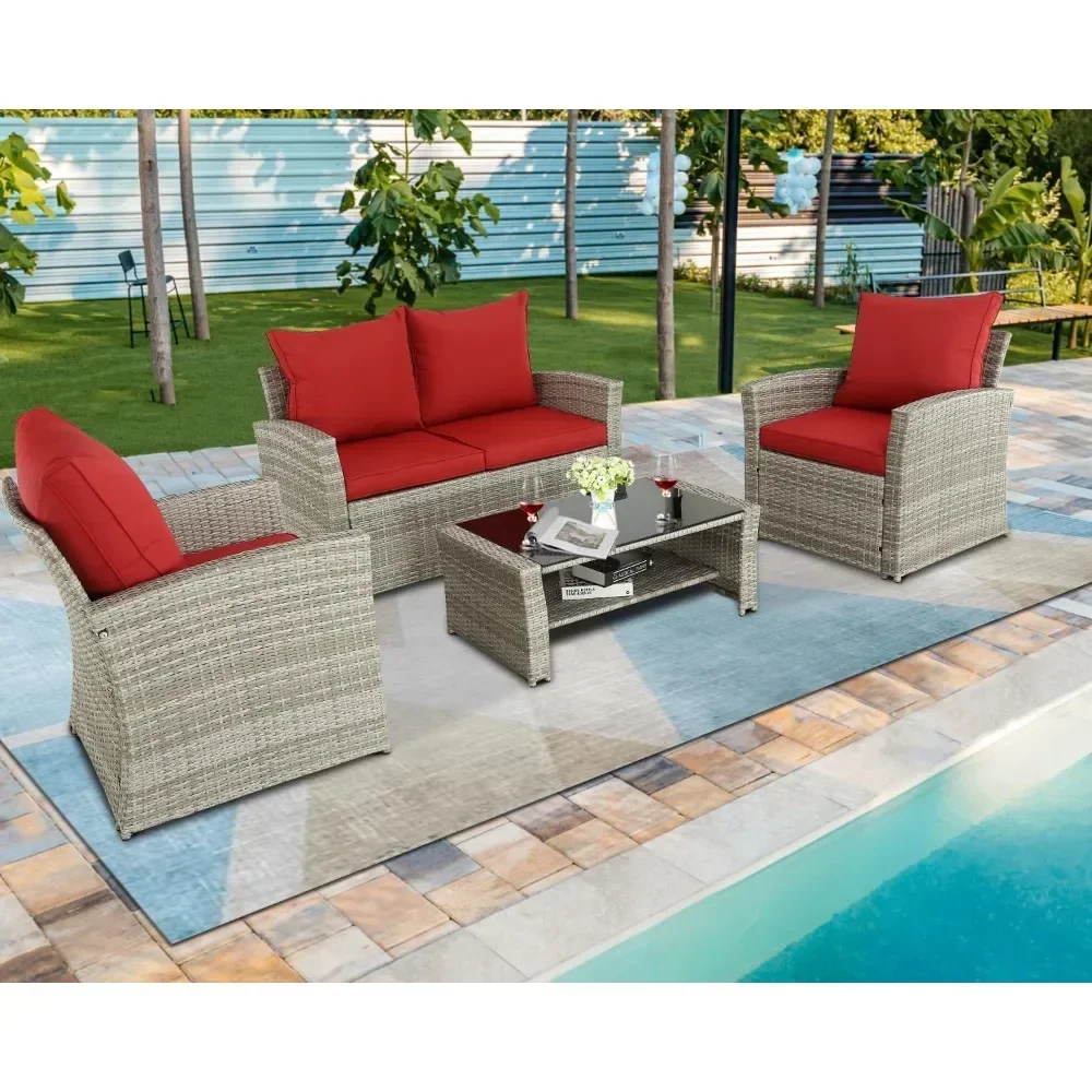 For Garden Furniture 4 Pieces Set, Rattan Chair Outdoor Wicker Patio Furniture Set Patio, Chair with Cushions, Garden Furniture
For Garden Furniture 4 Pieces Set, Rattan Chair Outdoor Wicker Patio Furniture Set Patio, Chair with Cushions, Garden Furniture
