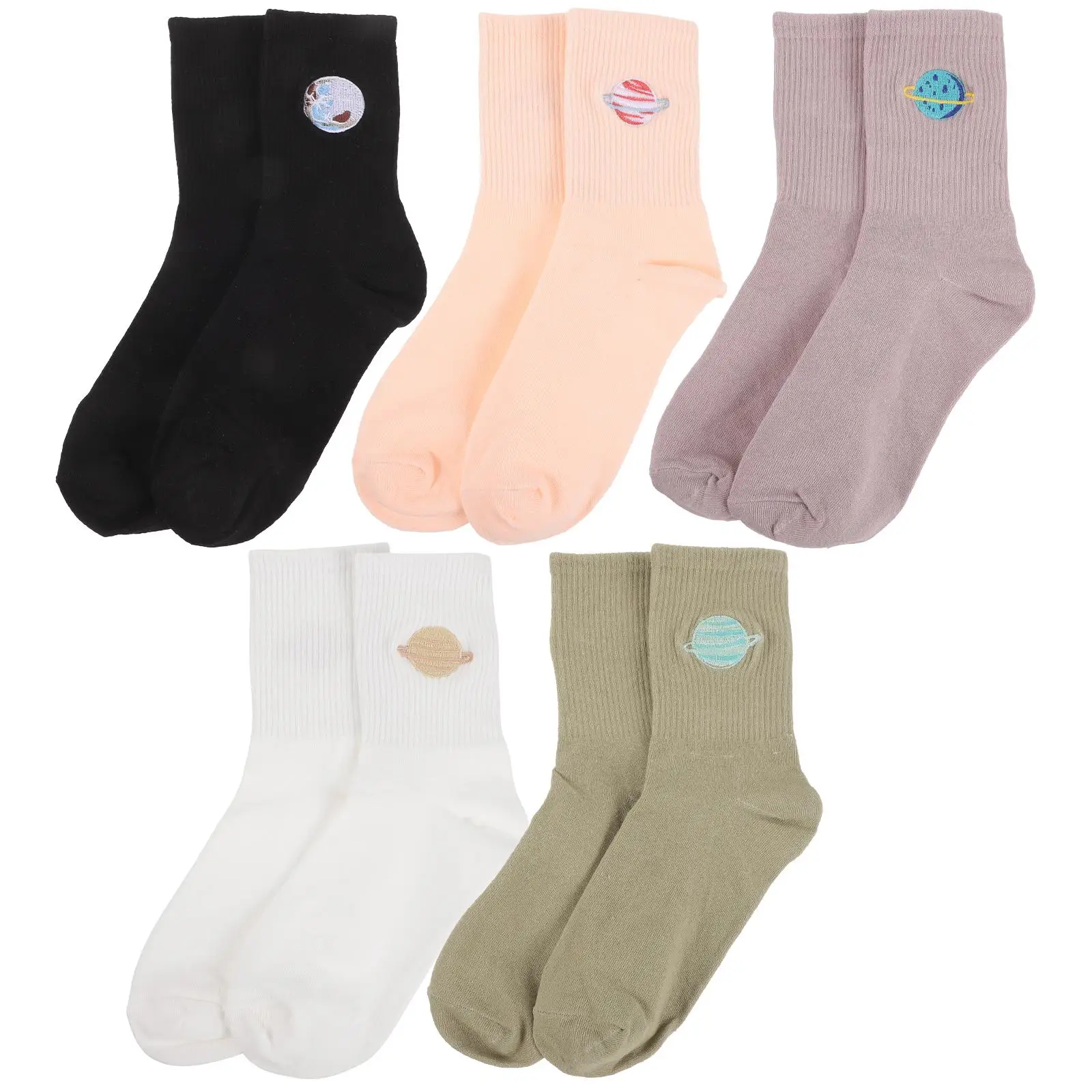5PairsEmbroideredPlanetSocksWomenGirlsCottonStockingsBlackWhitePinkGreenPurpleMidTubeCasualSoftBreathableCombedCotton
5PairsEmbroideredPlanetSocksWomenGirlsCottonStockingsBlackWhitePinkGreenPurpleMidTubeCasualSoftBreathableCombedCotton