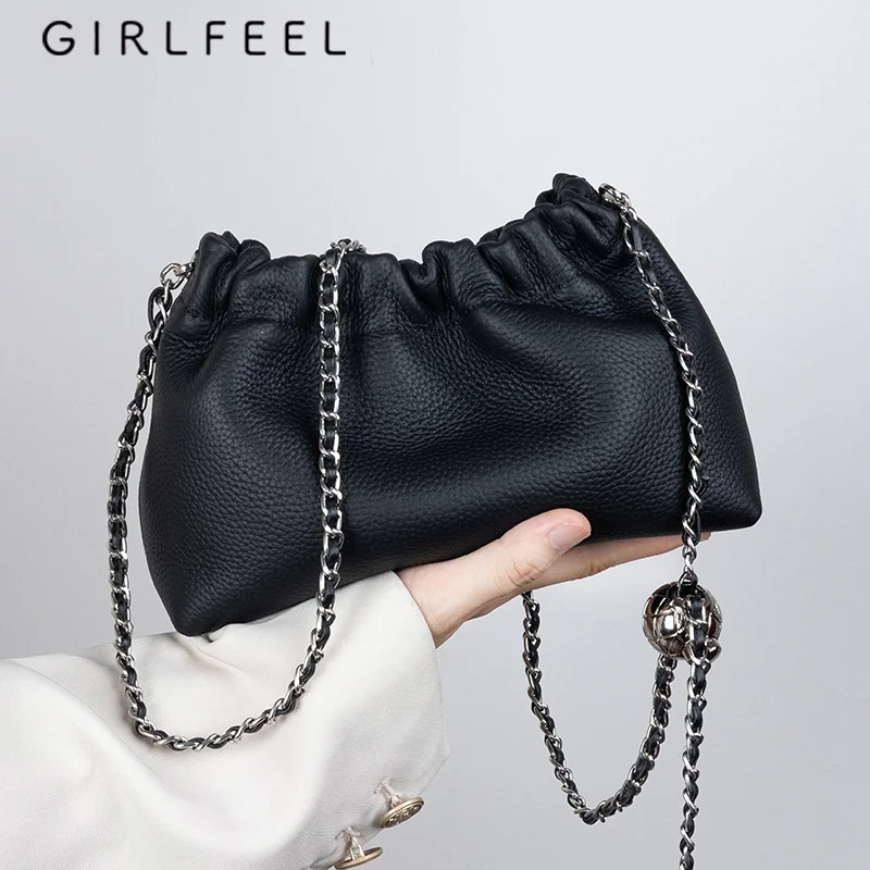 First layer cowhide cloud dumpling bag new niche design small ball chain shoulder bag fashion women's crossbody bag 5
First layer cowhide cloud dumpling bag new niche design small ball chain shoulder bag fashion women's crossbody bag 5