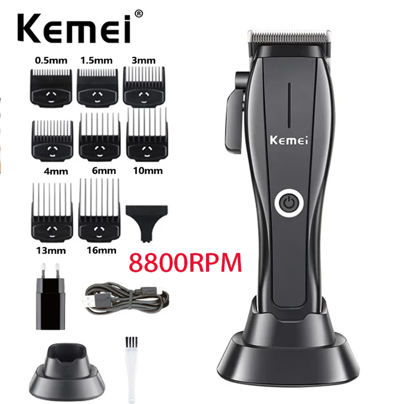 Беспроводной перезаряжаемый триммер для волос Kemei, электрическая машинка для стрижки волос для мужчин, профессиональные парикмахерские машинки для стрижки волос с бесщеточным двигателем
Беспроводной перезаряжаемый триммер для волос Kemei, электрическая машинка для стрижки волос для мужчин, профессиональные парикмахерские машинки для стрижки волос с бесщеточным двигателем