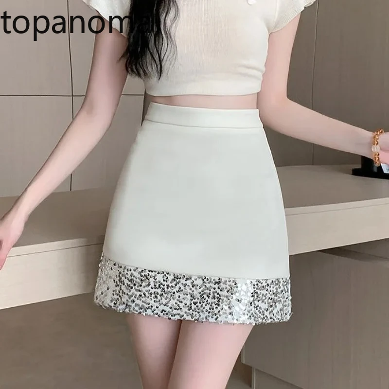Topanoma Mini Skirts Women Sequins Patchwork High Waist Slim Summer Fashion Solid Elegant Skirt French Style Chic Casual
Topanoma Mini Skirts Women Sequins Patchwork High Waist Slim Summer Fashion Solid Elegant Skirt French Style Chic Casual