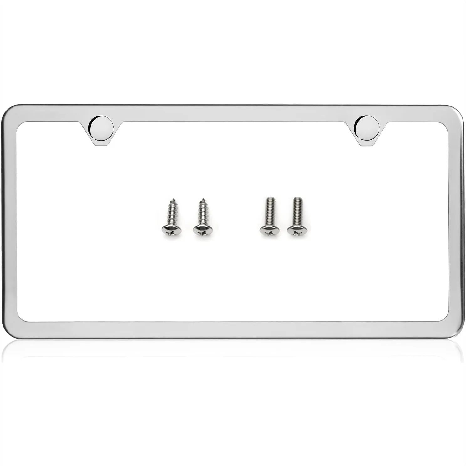 Polished Stainless Steel License Plate Frame Mirror Finish, Slim Style 2 Hole Universal Fit
Polished Stainless Steel License Plate Frame Mirror Finish, Slim Style 2 Hole Universal Fit