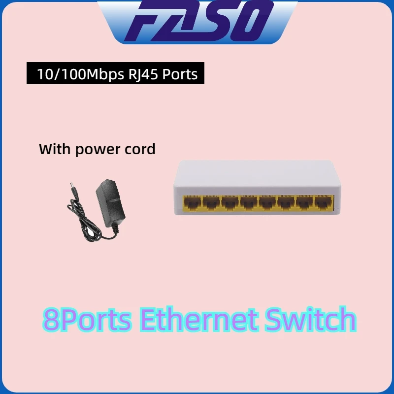 8 port Ethernet Network Switch 10/100Mbps Plastic shell Supports full duplex/half duplex RJ45 MDI/MDIX Suitable for office home
8 port Ethernet Network Switch 10/100Mbps Plastic shell Supports full duplex/half duplex RJ45 MDI/MDIX Suitable for office home