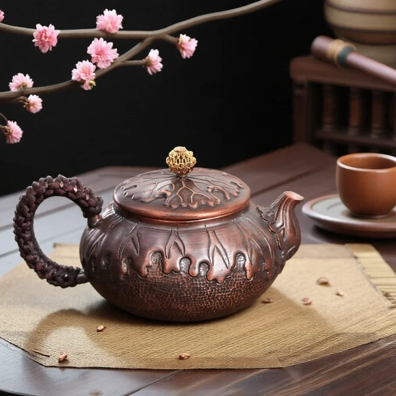 Retro Lotus Leaf Carved Purple Copper Teapot Tea Cup Teaware Ceremony Accessorie Kung Fu Tea Set Pure Handmade Teapot Tea Kettle
Retro Lotus Leaf Carved Purple Copper Teapot Tea Cup Teaware Ceremony Accessorie Kung Fu Tea Set Pure Handmade Teapot Tea Kettle