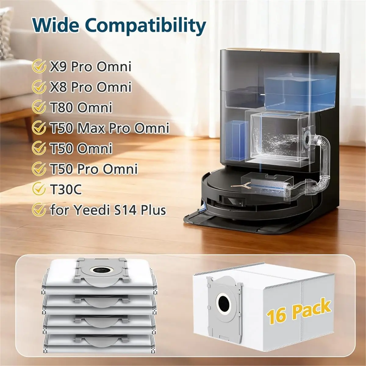 2026 New Accessories 16 Dust Bags for X9 PRO OMNI, X8 PRO OMNI, T80 OMNI, T50 , T50 PRO, T50 OMNI, T30C OMNI Vacuum Bag
2026 New Accessories 16 Dust Bags for X9 PRO OMNI, X8 PRO OMNI, T80 OMNI, T50 , T50 PRO, T50 OMNI, T30C OMNI Vacuum Bag