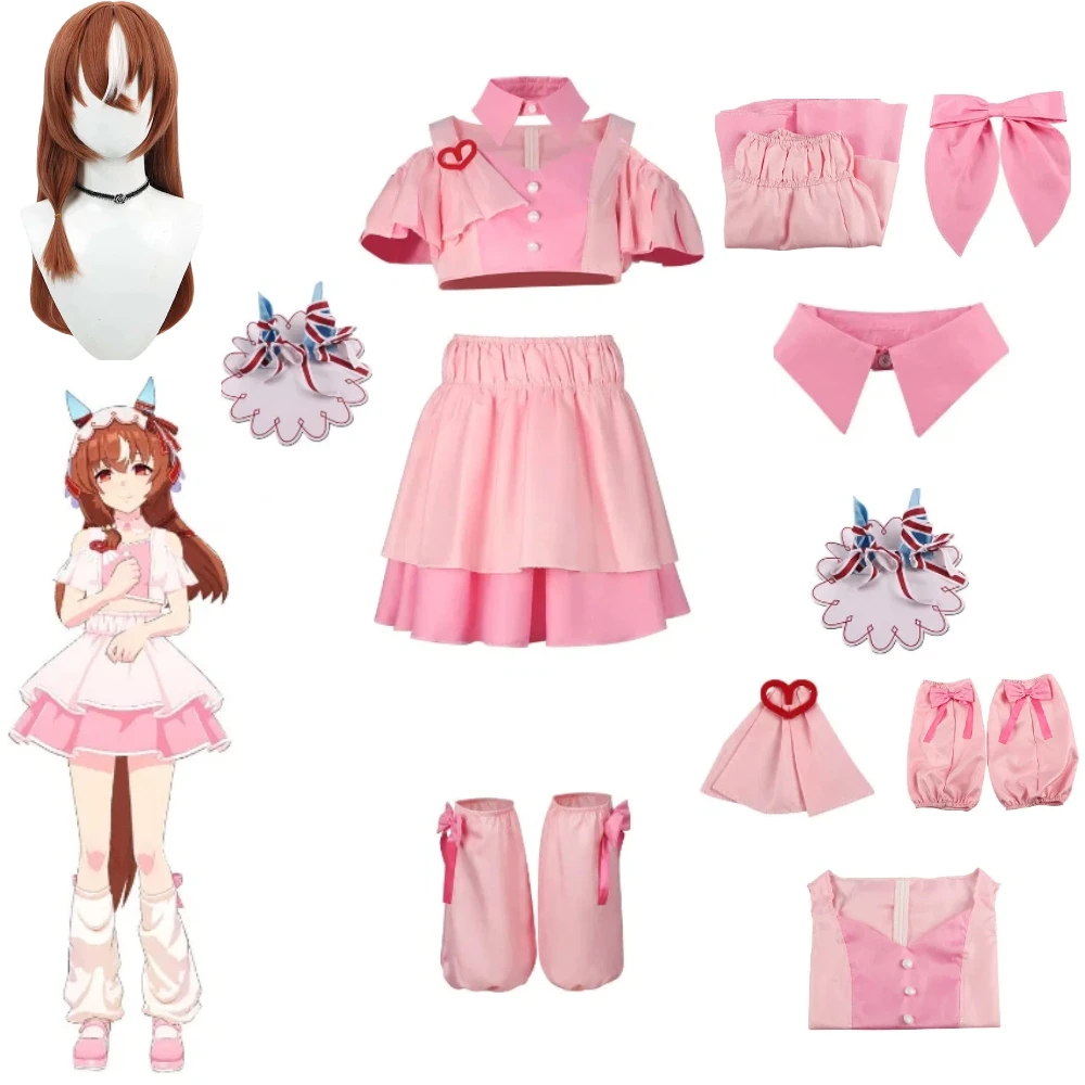 Anime Uma Musume Cosplay Costume Collar Wig Leg Warmers Still in Love Stage Dress Pink Skirt Outfit Halloween Role Play Wear
Anime Uma Musume Cosplay Costume Collar Wig Leg Warmers Still in Love Stage Dress Pink Skirt Outfit Halloween Role Play Wear