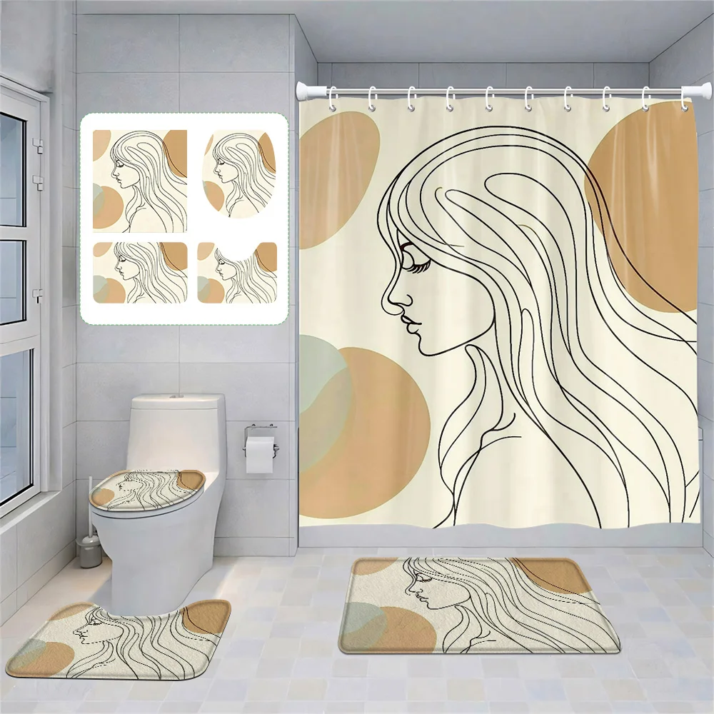 Four-Piece Set Morandi Bathroom Decorative suit Abstract Art Shower Curtain Non-Slip Floor Mat Toilet Mat home decoration
Four-Piece Set Morandi Bathroom Decorative suit Abstract Art Shower Curtain Non-Slip Floor Mat Toilet Mat home decoration