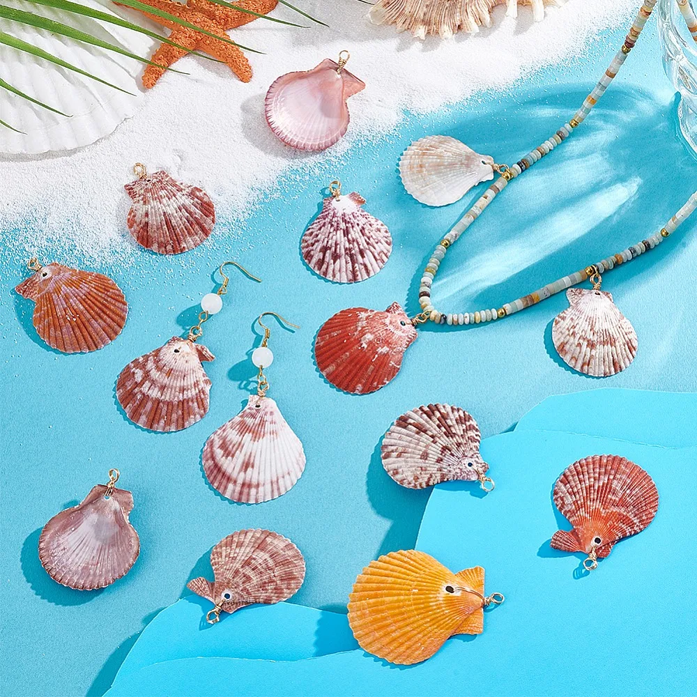 25Pcs Shell Pendants Shell Shape Charms with Copper Wire Loops Golden 44~55mm Hole: 3.1mm
25Pcs Shell Pendants Shell Shape Charms with Copper Wire Loops Golden 44~55mm Hole: 3.1mm