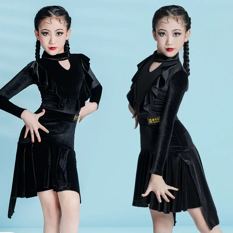 Autumn and Winter Children's Latin Dance Dress Girls' Long sleeved Dance Practice Dress New Children's Latin Dance Dress Split S
Autumn and Winter Children's Latin Dance Dress Girls' Long sleeved Dance Practice Dress New Children's Latin Dance Dress Split S