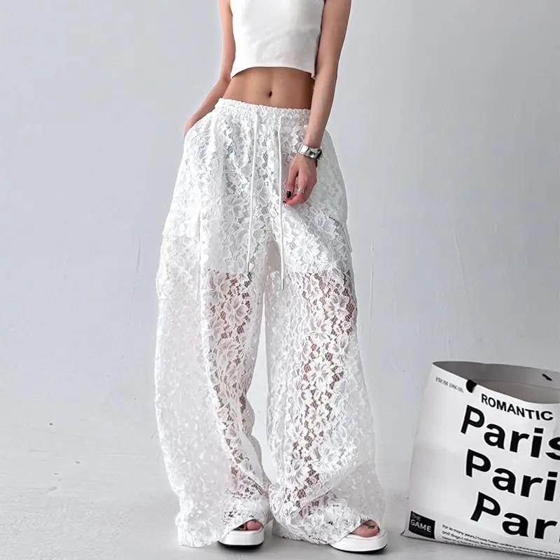 High Street Fashion Trend Lace Hollow Solid Color Women Pant American Goth Harajuku Casual Pants Personality Loose Wide Leg Pant
High Street Fashion Trend Lace Hollow Solid Color Women Pant American Goth Harajuku Casual Pants Personality Loose Wide Leg Pant