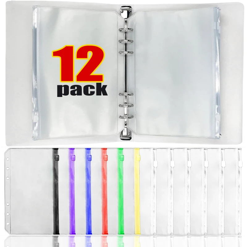 A6 Binder Pockets 6 Holes Transparent Binder Insert Pouches Waterproof Sealing Zipper Storage Organizer Bag PVC Cash Envelopes
A6 Binder Pockets 6 Holes Transparent Binder Insert Pouches Waterproof Sealing Zipper Storage Organizer Bag PVC Cash Envelopes