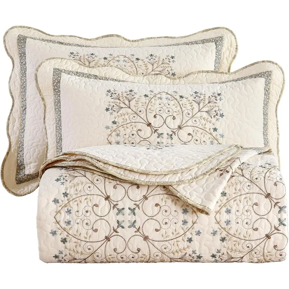 Elegant Embroidered Quilt Set armhouse Patchwork Reversible Bedspread Coverlet 3 Piece Cotton Quilted Bedding Set or All Season,
Elegant Embroidered Quilt Set armhouse Patchwork Reversible Bedspread Coverlet 3 Piece Cotton Quilted Bedding Set or All Season,