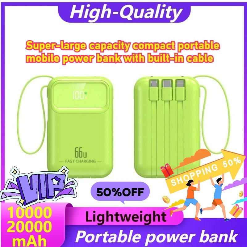 10000mAh 20000mAh Mini Power Bank Ultra-large Capacity Compact and Portable with Built-in Cable Mobile Power
10000mAh 20000mAh Mini Power Bank Ultra-large Capacity Compact and Portable with Built-in Cable Mobile Power