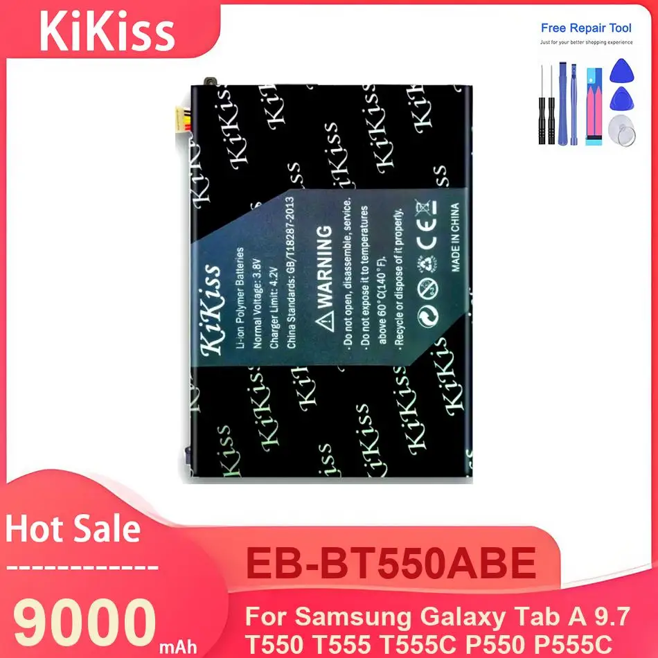 Аккумулятор KiKiss для планшетов Samsung Galaxy Tab A 9.7 T550 T555 T555C P550 P555C, EB-BT550ABE, 9000 мАч
Аккумулятор KiKiss для планшетов Samsung Galaxy Tab A 9.7 T550 T555 T555C P550 P555C, EB-BT550ABE, 9000 мАч