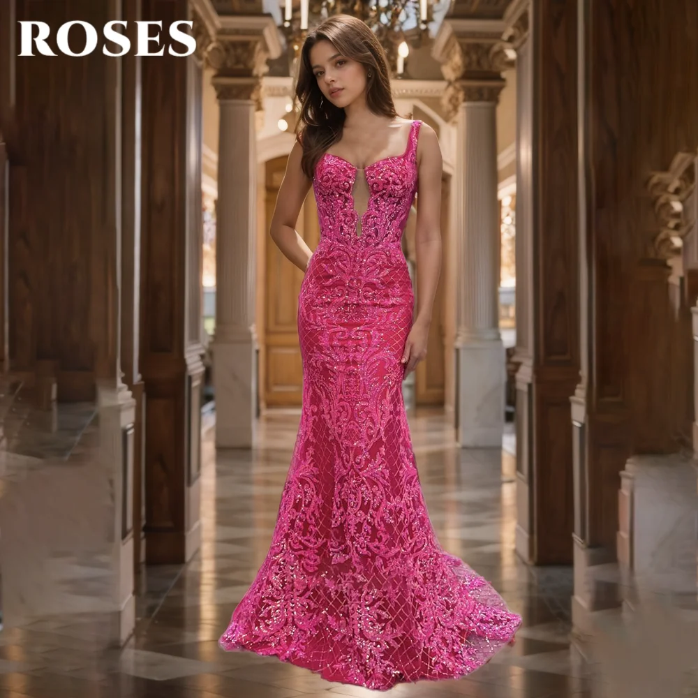 ROSES Fuchsia Elegant Prom Dress Sweetheart Backless Hollow Out Prom Gown Shiny Sequin Lace Flower Type Evening Dress Customized
ROSES Fuchsia Elegant Prom Dress Sweetheart Backless Hollow Out Prom Gown Shiny Sequin Lace Flower Type Evening Dress Customized
