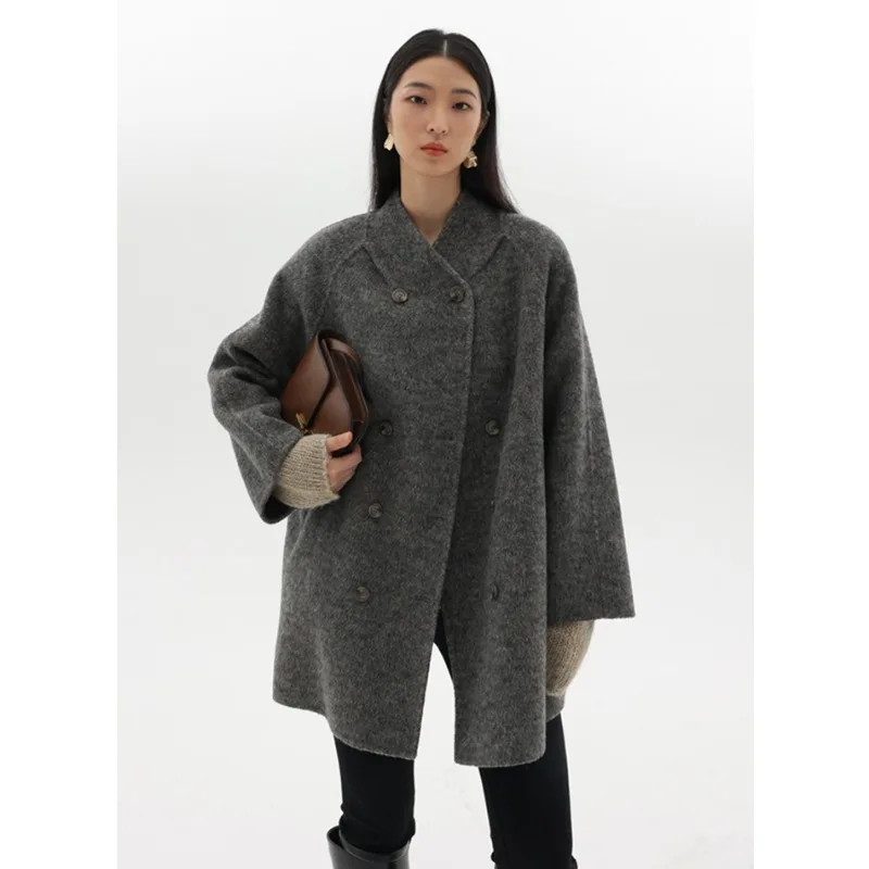 Korean Fashion Wool Double-sided Woolen Coat for Women's Autumn and Winter High-end Gray Medium Length Coat Female Clothing
Korean Fashion Wool Double-sided Woolen Coat for Women's Autumn and Winter High-end Gray Medium Length Coat Female Clothing