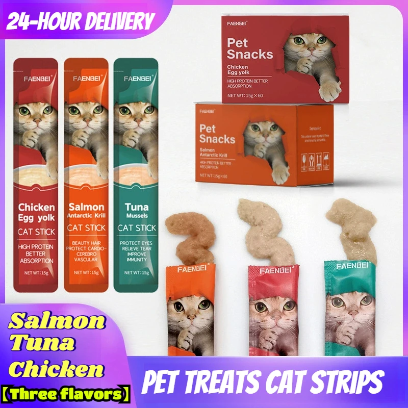 10pcs Cat snacks, cat treats in the form of strips. Tuna and chicken cat snacks. Pet snacks for cats to gain weight, universal.
10pcs Cat snacks, cat treats in the form of strips. Tuna and chicken cat snacks. Pet snacks for cats to gain weight, universal.
