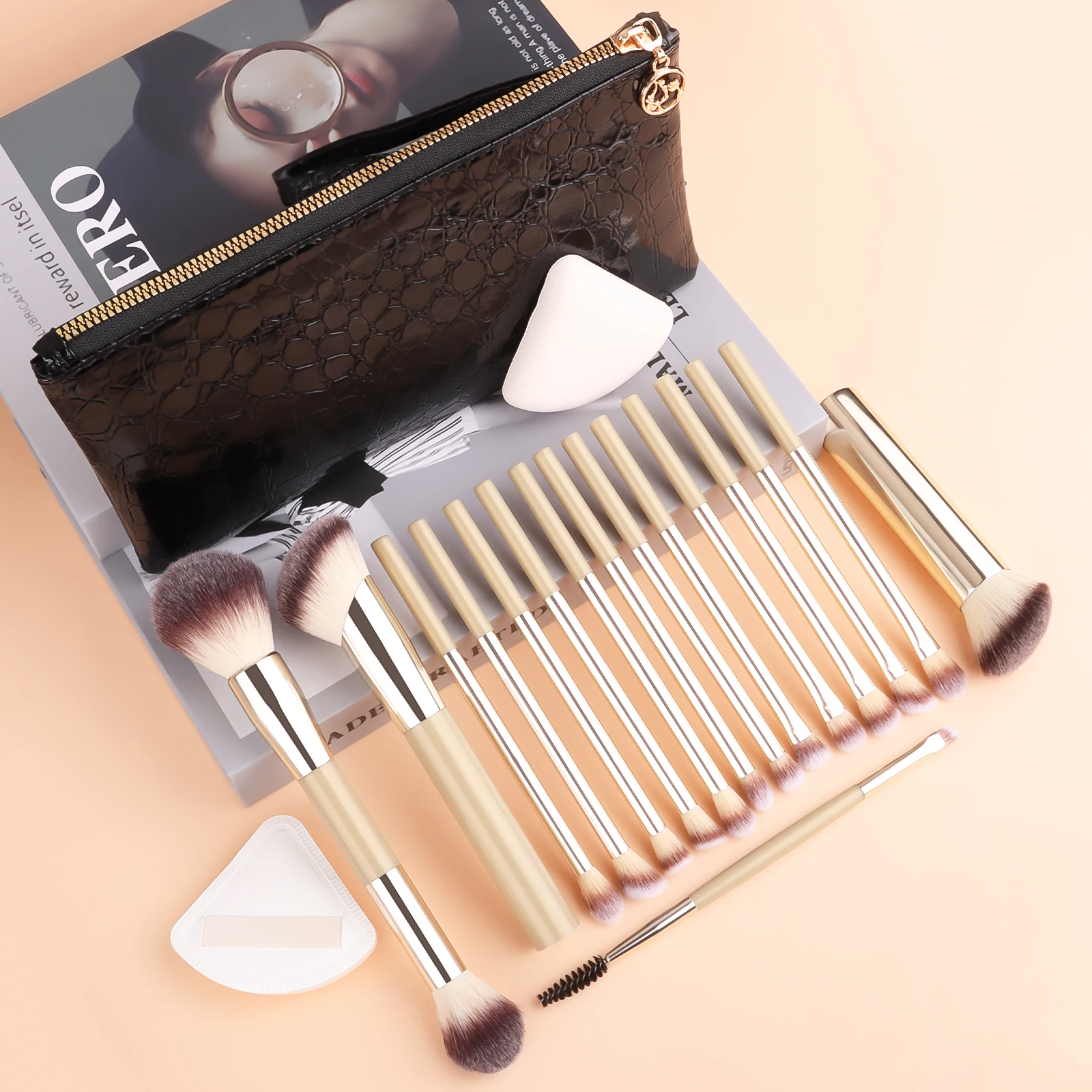 19pcs Makeup Brushes Set, Foundation, Powder, Blush, Eyeshadow, Brow Brushes with Puff & Bag
19pcs Makeup Brushes Set, Foundation, Powder, Blush, Eyeshadow, Brow Brushes with Puff & Bag