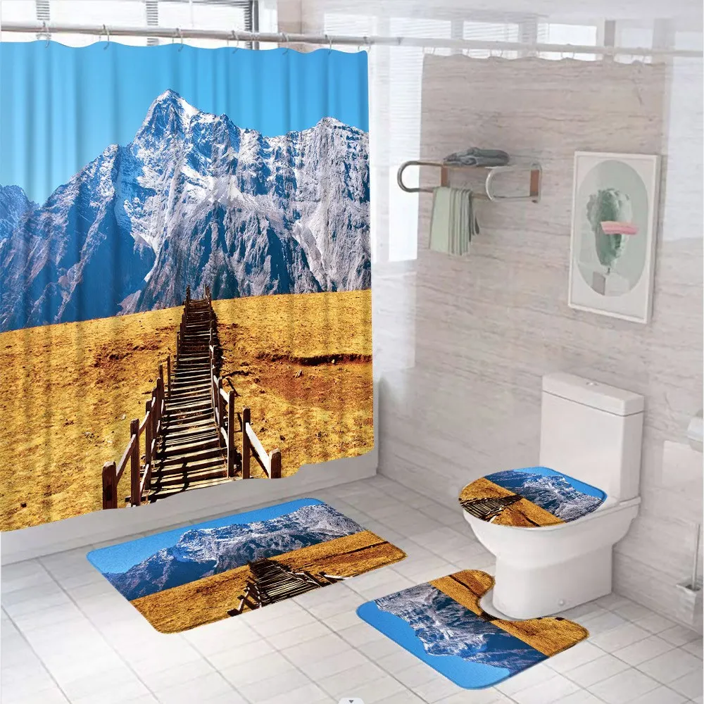 Mountain Scenic Shower Curtain Set Natural Landscape Wooden Bridge Blue Sky Bathroom Screen Anti-slip Bath Mat Toilet Cover Rugs
Mountain Scenic Shower Curtain Set Natural Landscape Wooden Bridge Blue Sky Bathroom Screen Anti-slip Bath Mat Toilet Cover Rugs